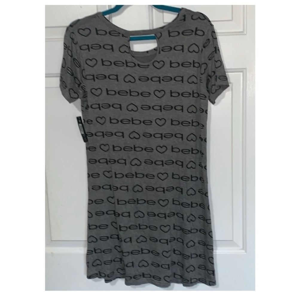 🦋🎯 BEBE Gray & Black Logo Nightshirt Night Gown NWT M